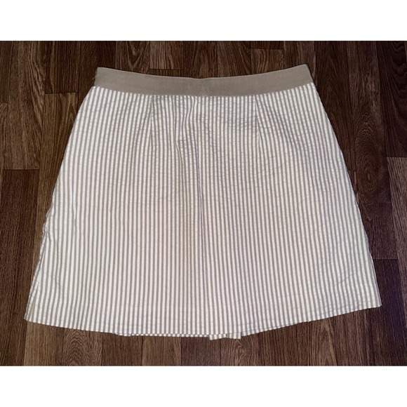 Banana‎ Republic Striped A-Line Skirt Women Size 10 Beige White Cotton Pleated - Picture 4 of 4